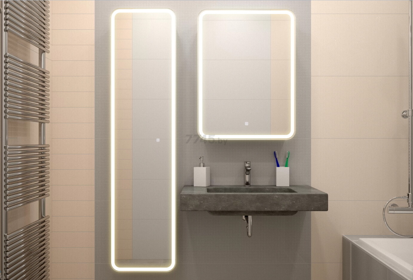 Шкаф с зеркалом для ванной КОНТИНЕНТ Elliott LED 60 левый (МВК017) - Фото 8